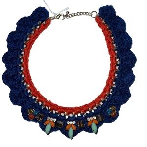 Crystal Formica Knitted Design Boho Statement Jewelry Necklace